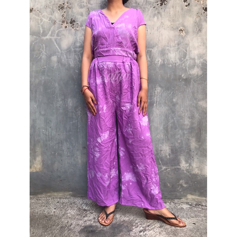 SETELAN CROP TOP TIE DYE + KULOT MURAH BALI