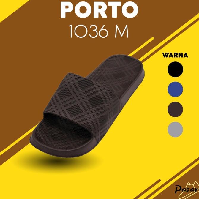 Sandal Pria Selop Porto 1036 Sandal Batik Kotak Sandal Karet Rumah