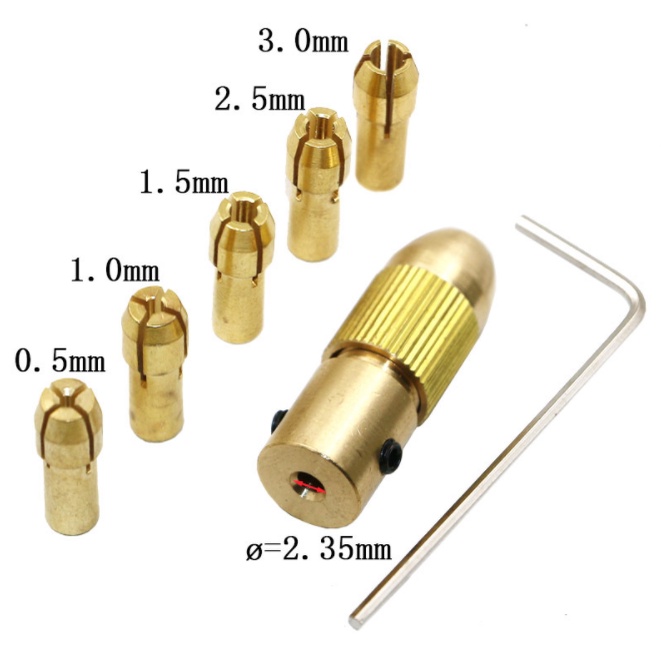 Chuck Bor Mini Adapter 2mm, 2.3mm, 3.17mm, 4mm, 5mm Adaptor Chuck Collet Brass Kepala Dinamo