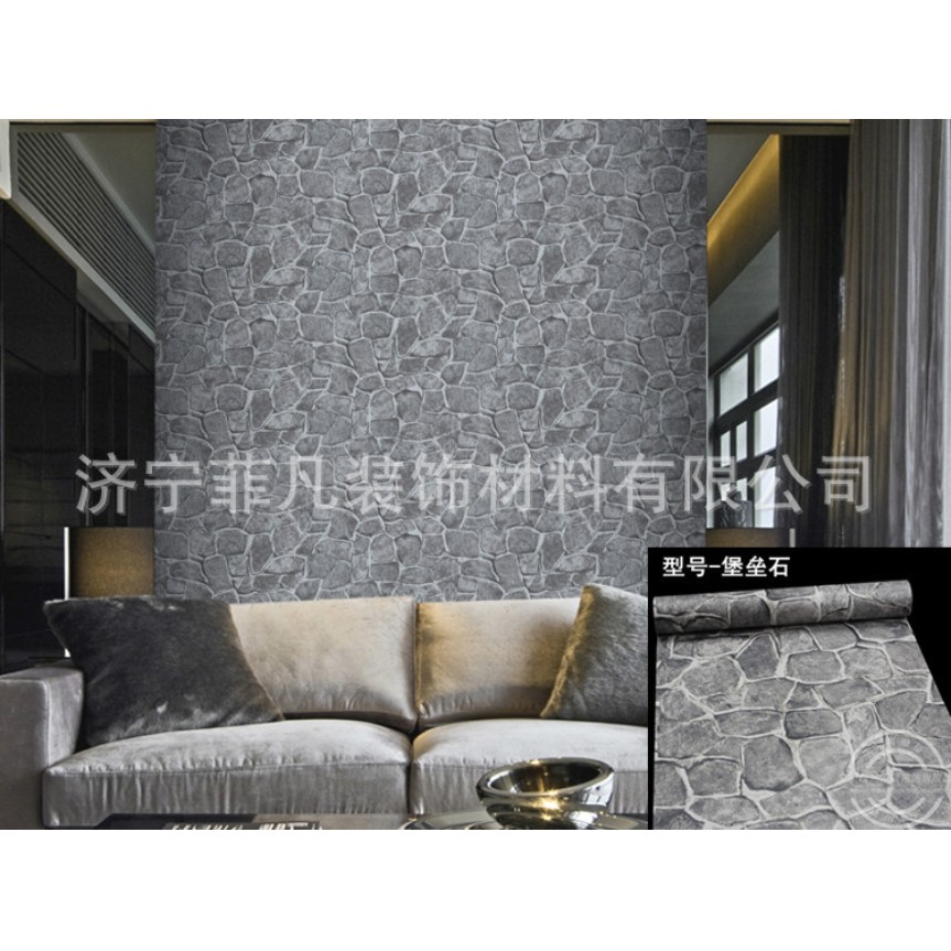 PROMO WPS604 WALLPAPER STICKER 45CMX5M LARGE STONE Impor TKM