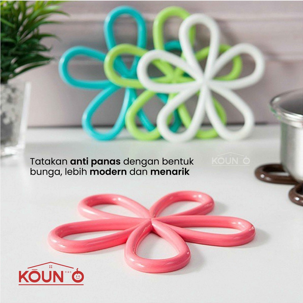 Tatakan Alas Panci Piring Gelas Mangkok Wajan Anti Tahan Panas Silikon Hot Pad Non Slip Mat Flower