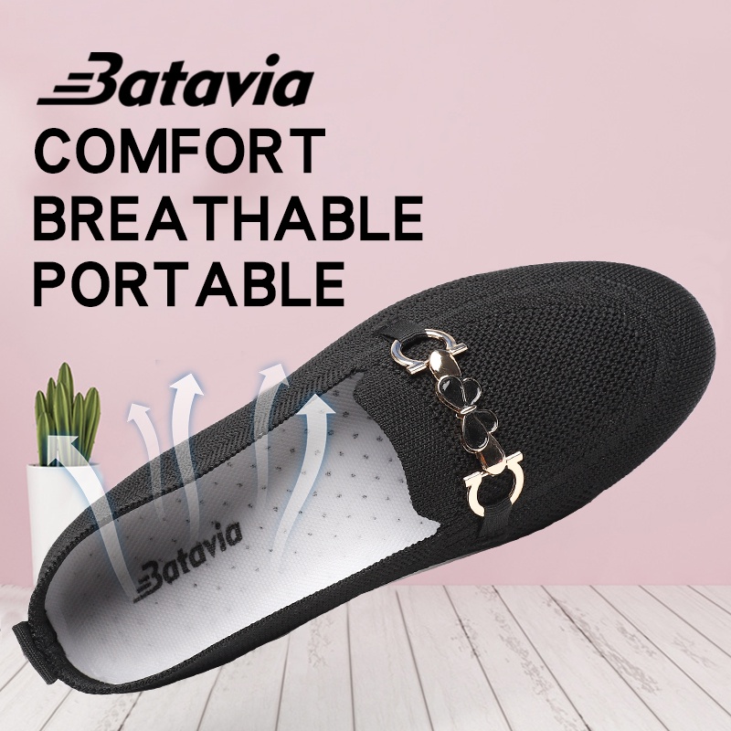 2023 baru sepatu slip on import  flat wanita  rajut premium bernapas   Batavia Shoes Fashion sepatu datar kanvas shoes wanita  A163