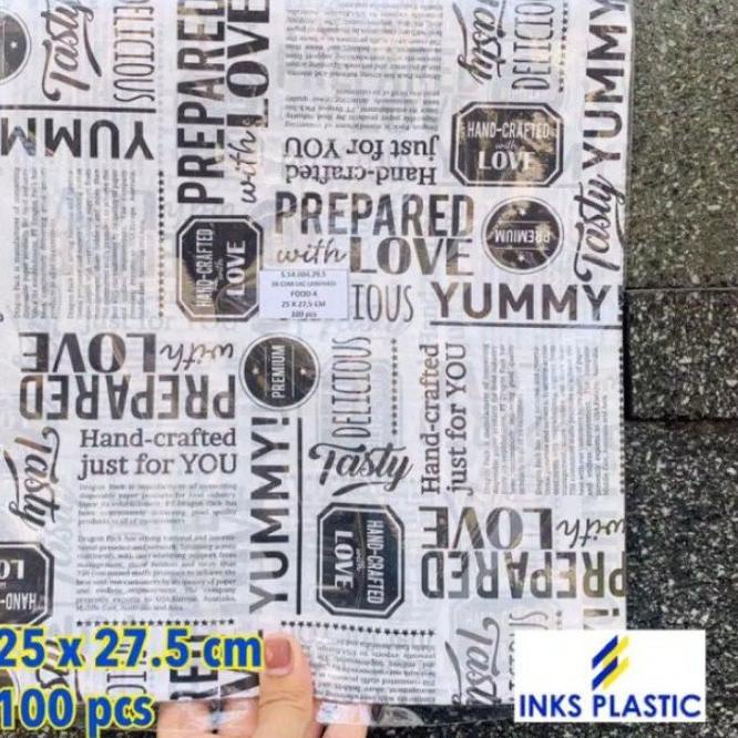 

➴ KERTAS NASI / BURGER MOTIF 25 X 27,5 CM ☑