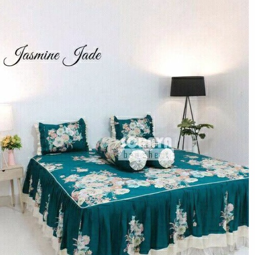 ORI Soraya Bedsheet Sprei Rimpel Jasmine Jade Hijau King Size 180x200x55