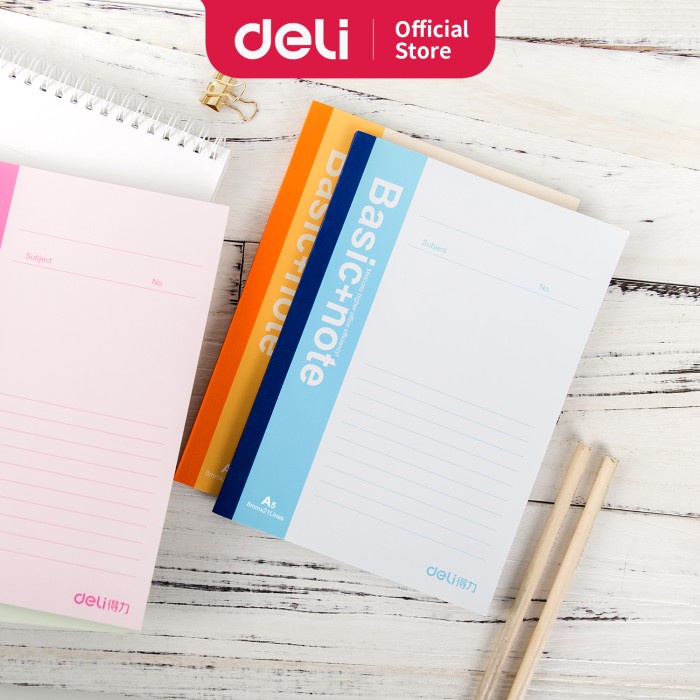 

[RESTOCK] Deli notebook tanpa jilid kawat, soft cover 4 warna 50 lembar A5 7652
