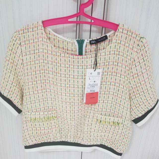 Baju zara new. Model crop sz L. Masih baru. Ori