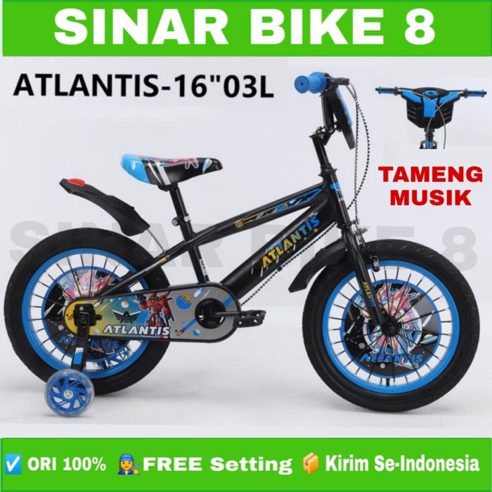 Sepeda Anak Laki Ukuran 16 dan 18 Inch BMX Atlantis -03L Usia 4-9 Tahun Musik &amp; lampu