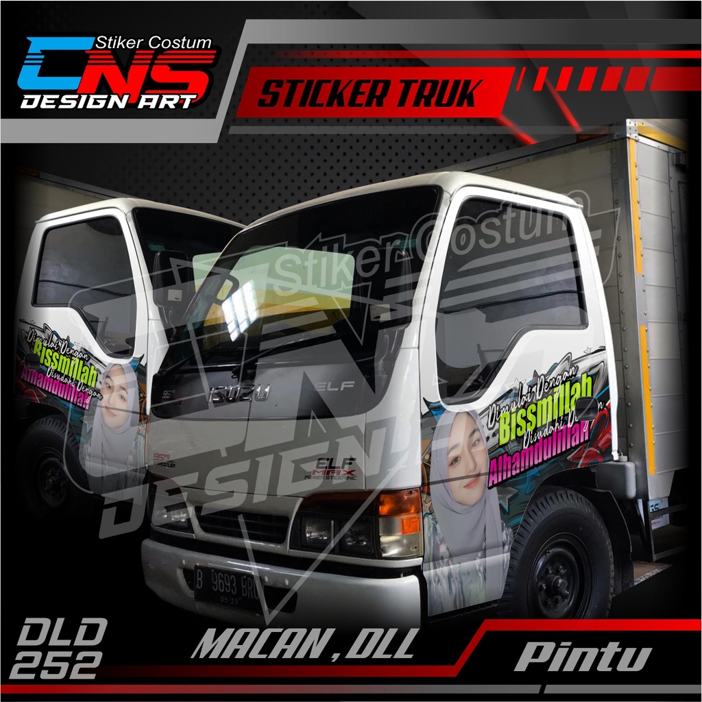 Stiker Pintu Depan ISUZU NKR ELF MACAN Kanan Kiri Custom Foto Cewek Cantik Hijab Vector Seksi Bisa R