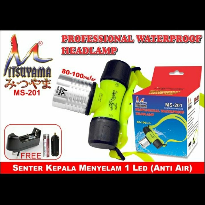 senter kepala menyelam/senter diving mitsuyama ms-201/senter anti air