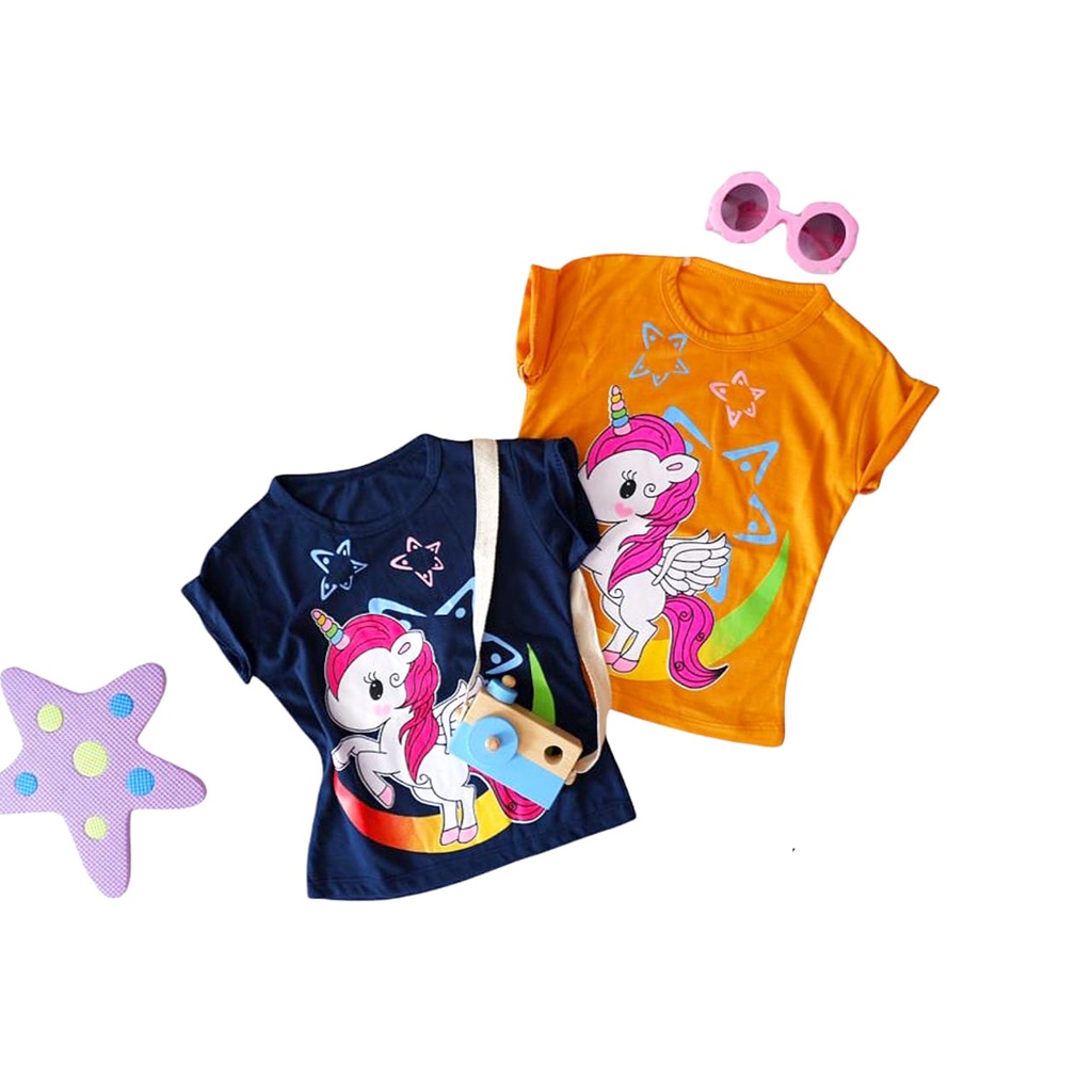 Kaos Anak Perempuan UNICORN Kaos Anak Perempuan Cewek Balita Kaos UNICORN Atas Lengan Pendek Kaos Oblong Kaos T-shrit Anak UNICORN