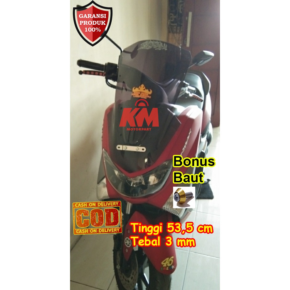 Visor Windshield NMax N Max Old 2015 2016 2017 2018 2019 Panjang 53,5 cm Tebal 3 mm Bahan Kaca Mika