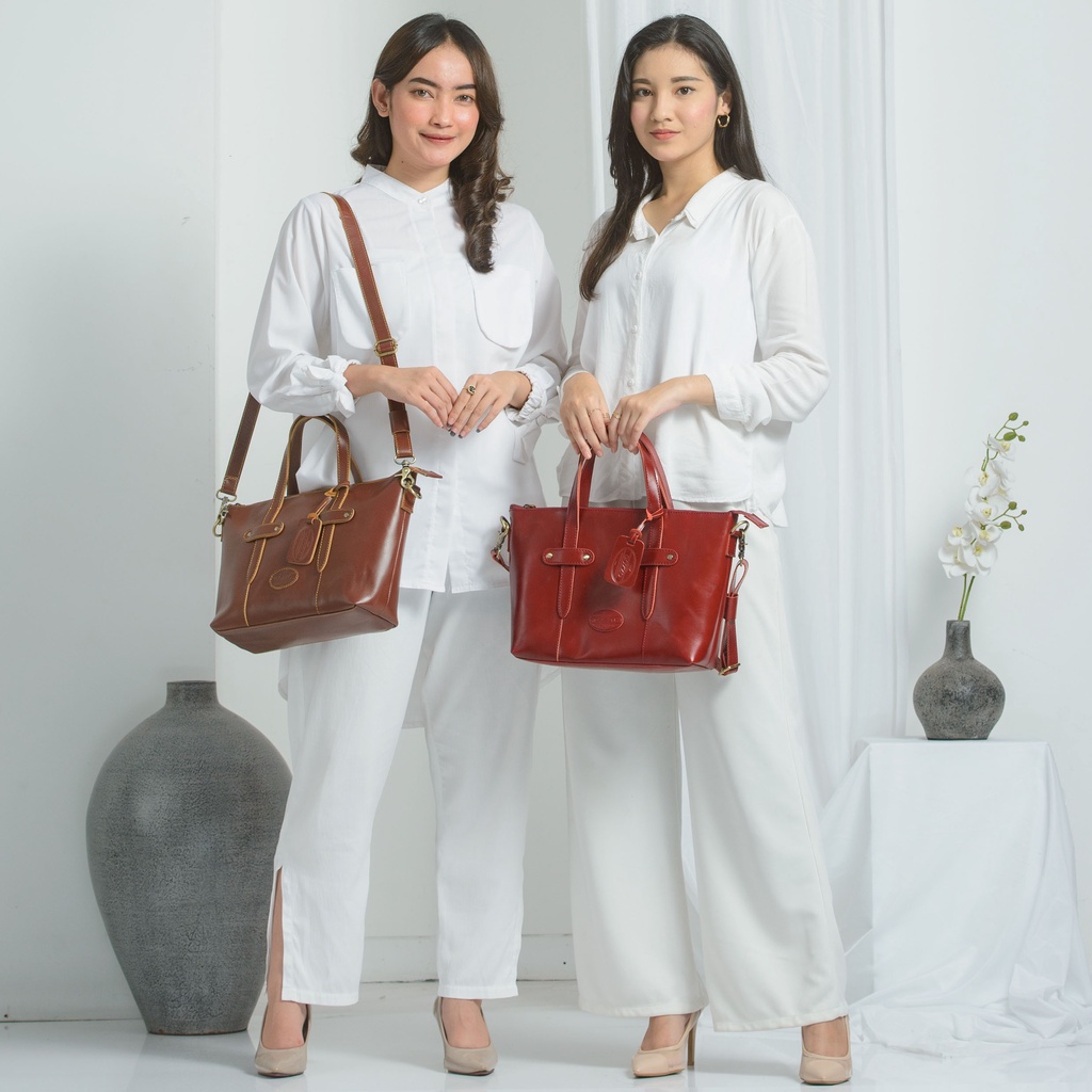 NEW !! TOTE BAG DAN SLING BAG WANITA BAHAN KULIT SAPI ASLI SHOPIE  / FREE GRAVIR NAMA DI GANTUNGAN TAS