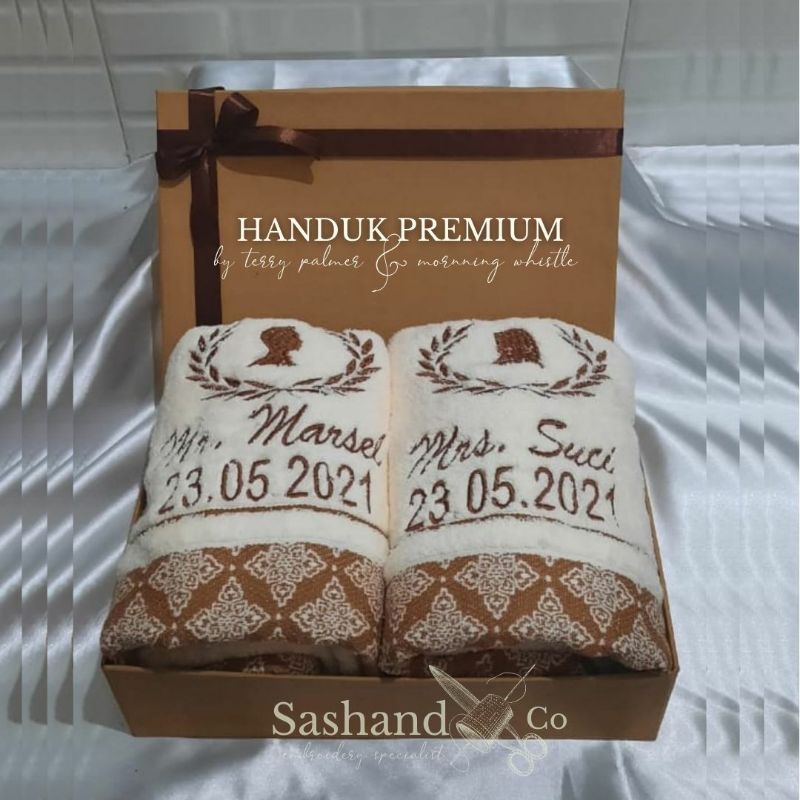 Handuk Premium Couple Custom | Handuk Mandi Bordir Couple | Gift Wedding | Handuk Motif Bordir