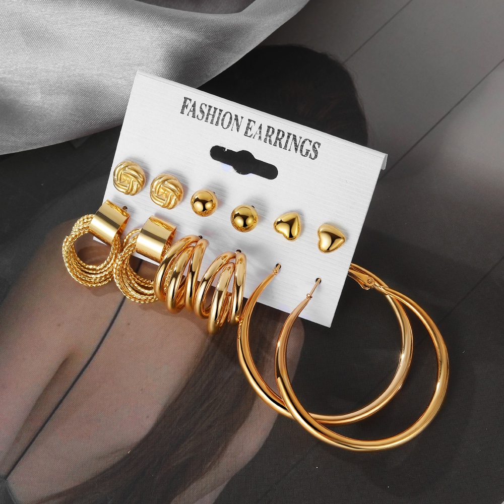 Fnio 2022 Set Anting Tusuk Gantung Wanita Desain Lingkaran Metal Hias Mutiara Imitasi Gaya Bohemian Korea