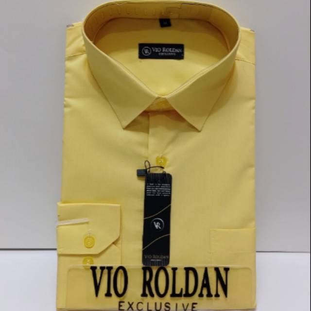 Kemeja Polos Pria Kemeja Katun Kemeja Kerja Kemeja Formal Kemeja Pria KUNING 1