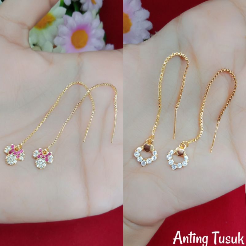 ANTING TUSUK PANJANG/ANTING JARUM/ANTING TERLARIS/ANTING JUNTAI DEWASA/ANTING LAPIS EMAS/ANTING PERM