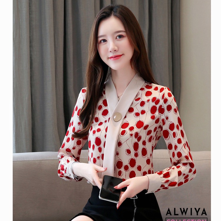 Alwiya Collection - Baju Atasan Wanita remaja Kekinian Fashion korea Lengan Panjang New Model