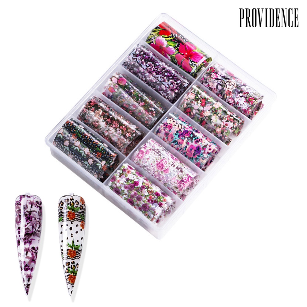 Providence 10 Rolls Starry Flower Leopard Transfer Paper Nail Art Sticker Decal Decoration