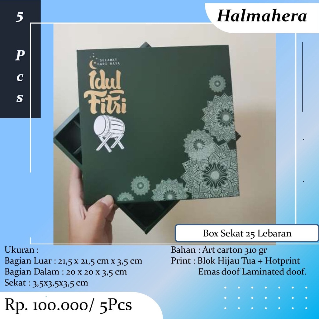 

Box Dus Lebaran Kotak Nastar Sekat 25 Kotak Kue Kering Idul Fitri Isi 5 Pcs Termasuk Kartu Ucapan ID3
