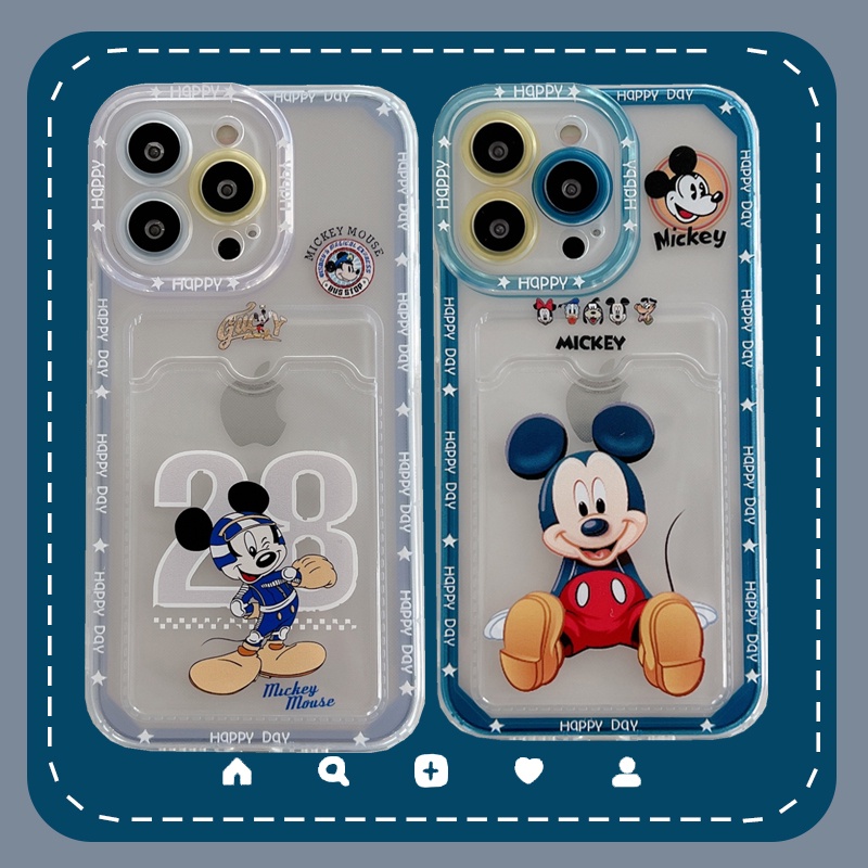 Soft Case Pelindung Lensa Transparan Motif Kartun Mickey Untuk iPhone 12 13 Pro MAX 11 X XR XS MAX 7 8 Plus