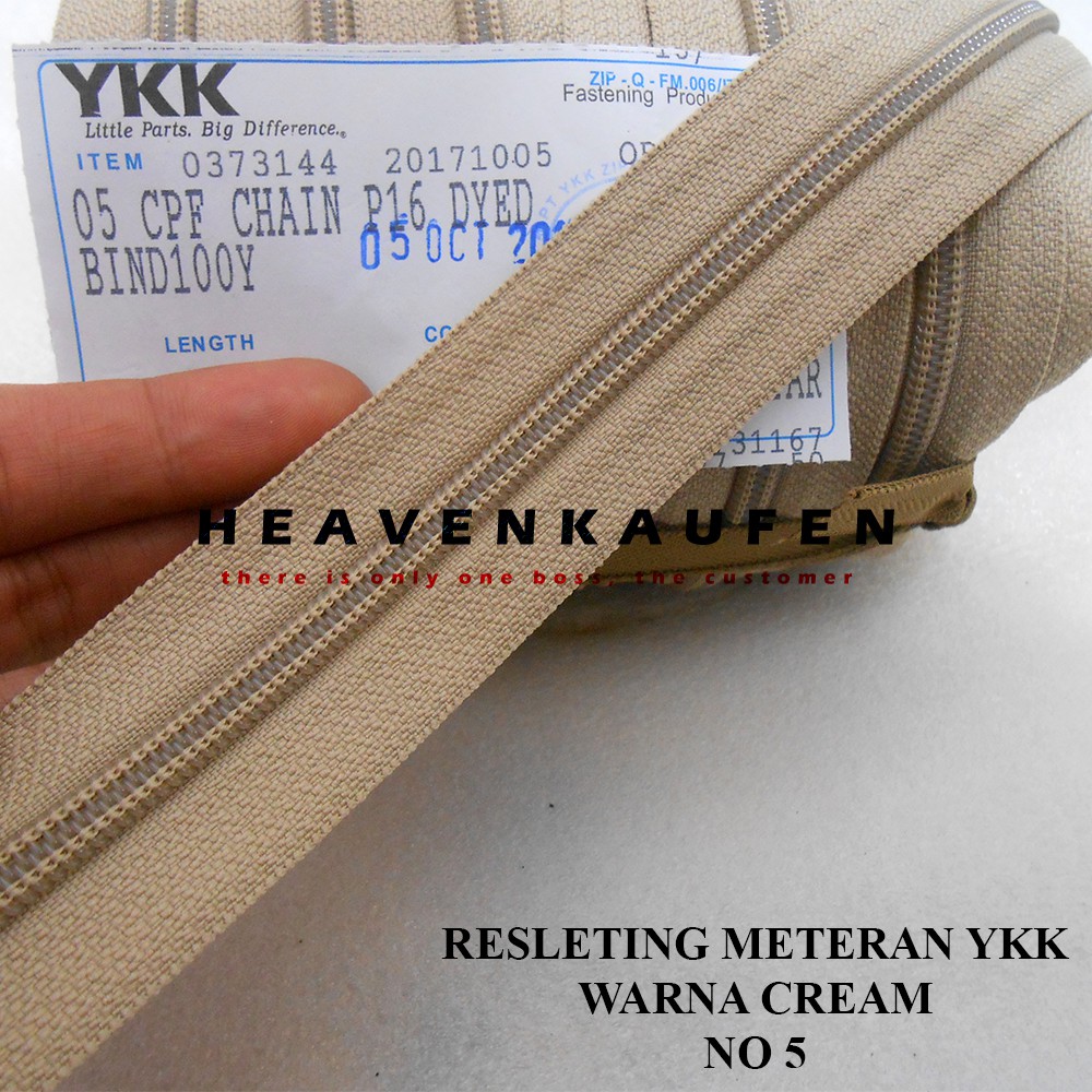 Resleting/Sleting YKK Meteran Warna Cream No 5