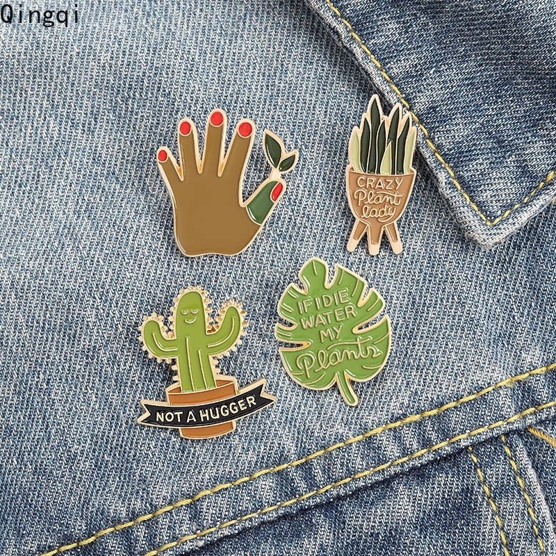 Bros Pin Enamel Desain Tanaman Monstera Kaktus Hug Untuk Hadiah Anak