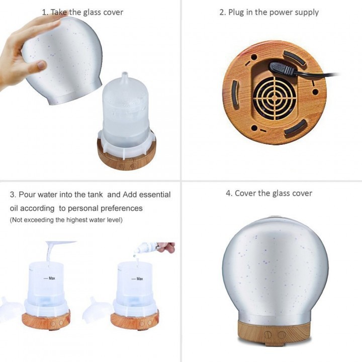 3D-05 Glass Circle Light Essential Oil Aroma Diffuser 100ML