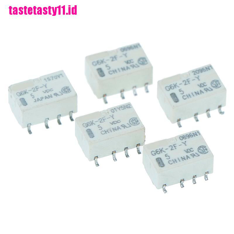 5pcs dc 5v smd g6k-2f-y signal relay 8 Pin Untuk omron