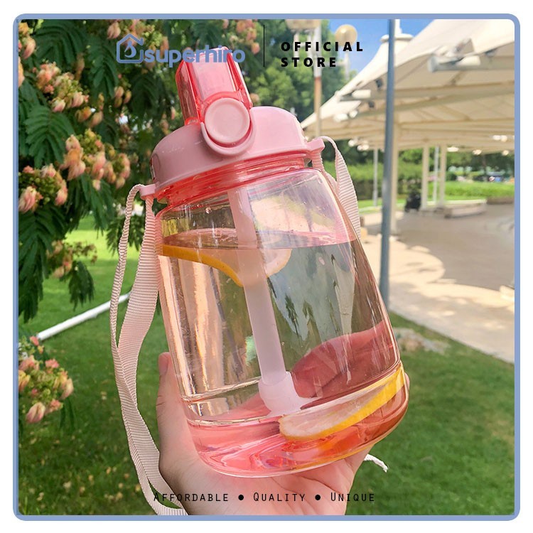 Botol Minum Anak Besar Dengan Sedotan Motif Polos BPA FREE