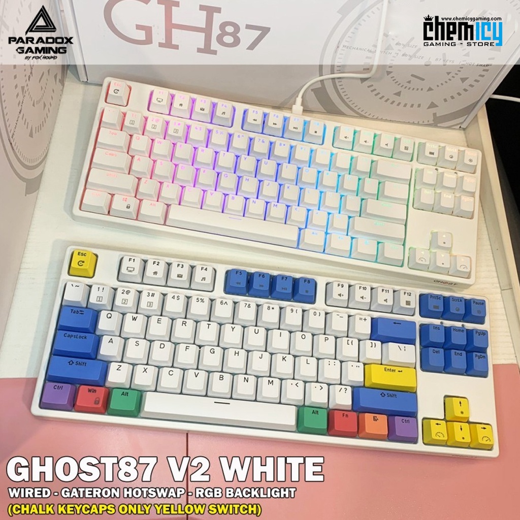 Paradox Gaming GHOST87 V2 White Hotswap RGB Mechanical Gaming Keyboard