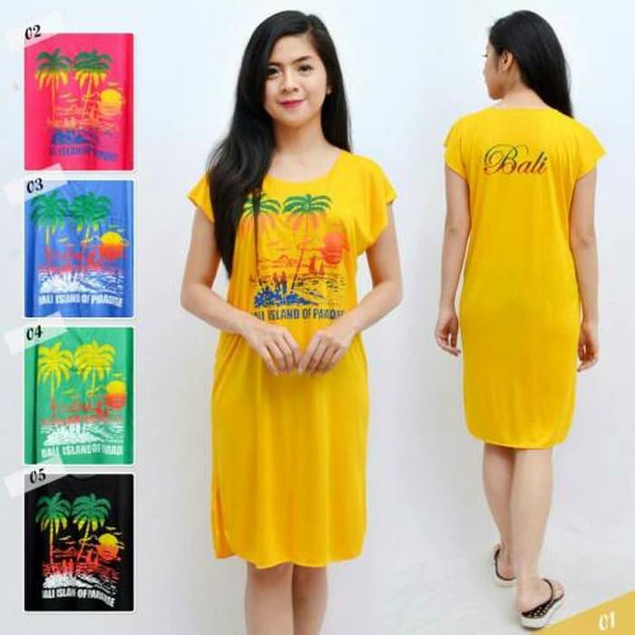 Daster Kaos Bali pantai - Biru Muda