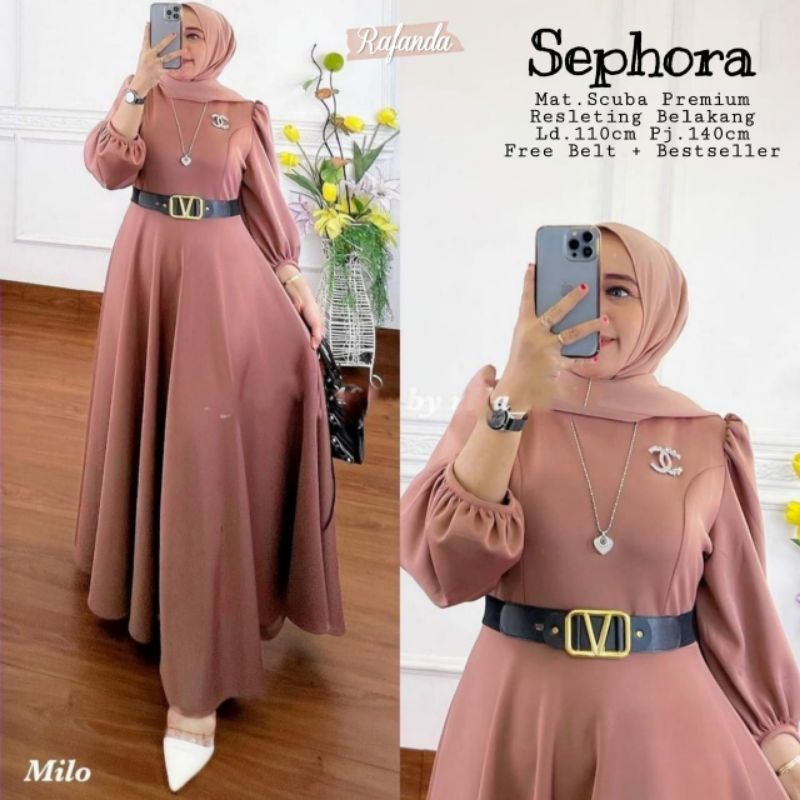 Gamis polos sephora scuba premium