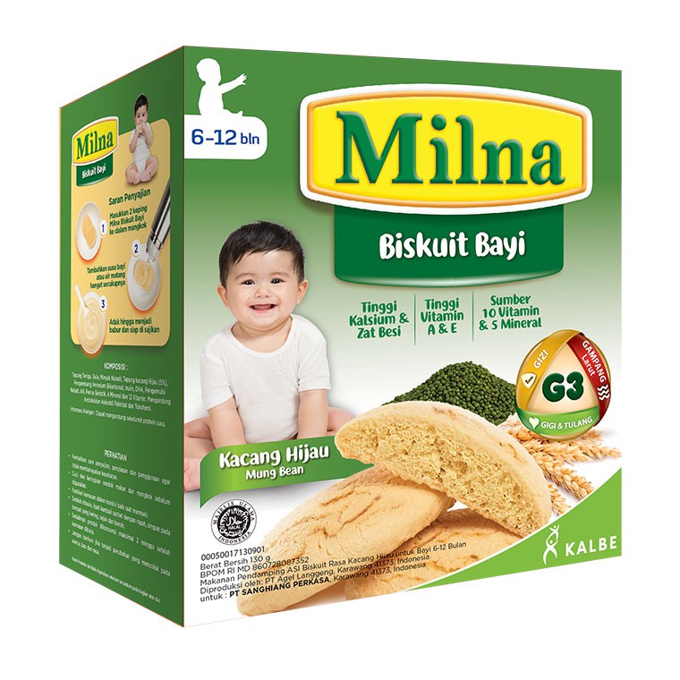 Milna Baby Biscuit Biskuit Bayi Mung Bean Kacang Hijau 130g 6-12 bln