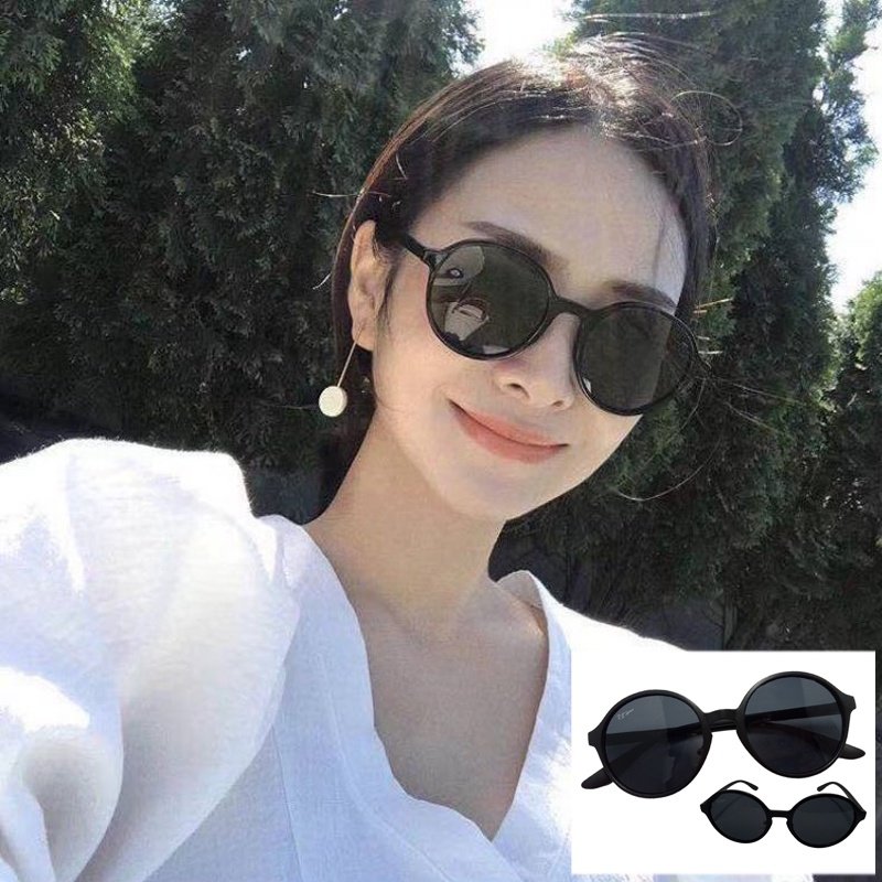 Kacamata Hitam BULAT Vintage dengan Frame Lensa Hitam Unisex/Kacamata Bulat Gaya Korea Pria dan Wanita Sunglasses UV Protection Kacamata Fashion Cewek Cowok