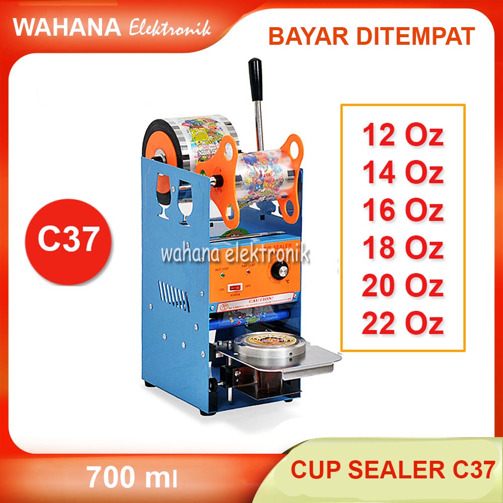 Premium (Mount) mesin pres Mesin Cup Sealer C37 Press Gelas Plastik Sealing Machine Ukuran 22 OZ