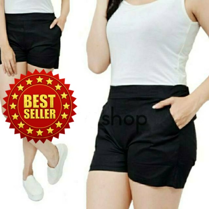 Jual CELANA HOT PANTS   HOT PANTS WANITA CATTON   CELANA PENDEK JEANS CEWEK   Hitam Limited