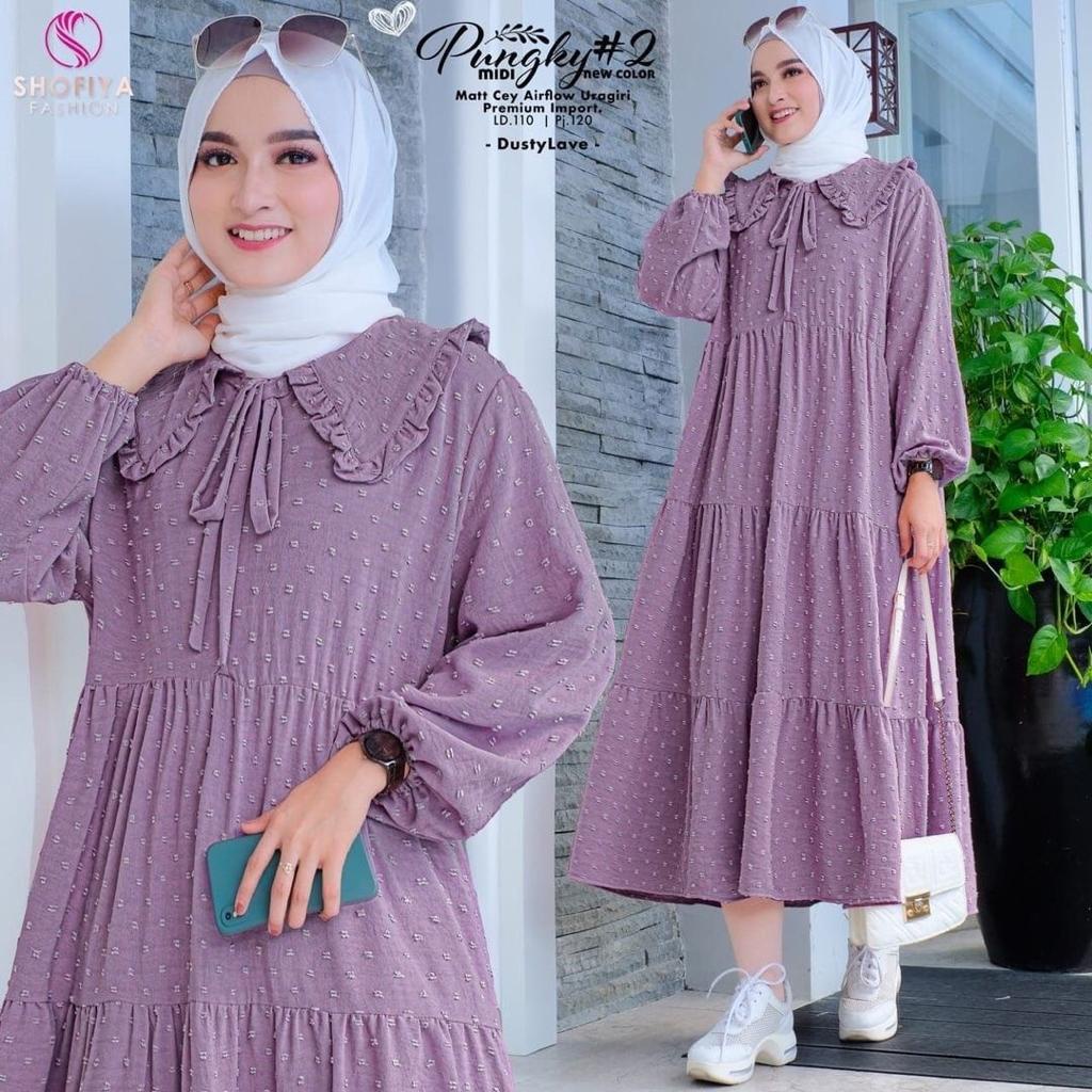 MIDI DRESS PUNGKY Tunik Midi Premium Katun Uragiri Korean