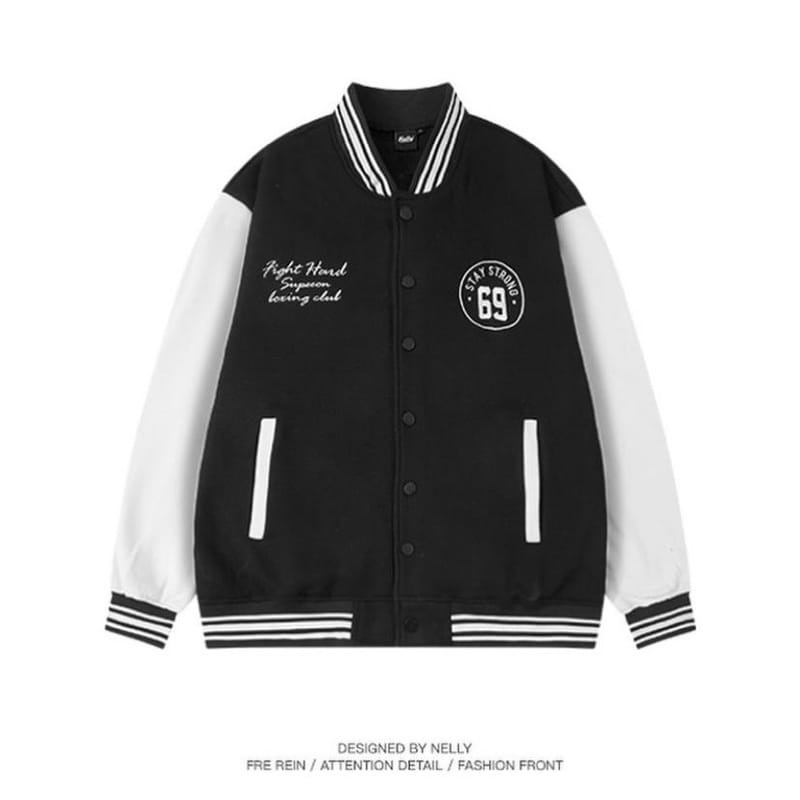 Jaket Baseball Varsity Oversize Wanita 69 Korean Streetstyle