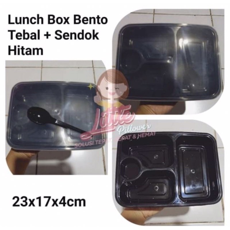 (ISI 25PCS) Bento + Sendok Plastik Tebal FIM /Lunch Box plastik/Kotak Makan