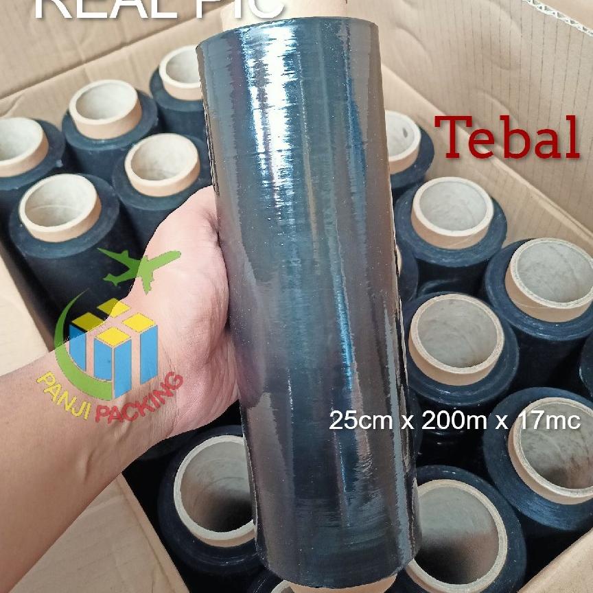 

[KODE PRODUK Y0WAK7362] Stretch FIlm Hitam 25cm x 200m Plastik Wrapping Tebal Plastic wrap Bungkus koper Bandara Black