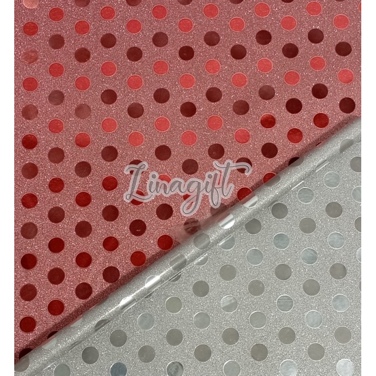 ( 3 Lembar ) PLASTIC METALLIC GLITTER POLKADOT - PLASTIK GLITER METALIK SHINY MENGKILAP DOTS ONDE POLKA POLKADOTS SILVER GOLD EUSTHATIC CLASSIC VINTAGE