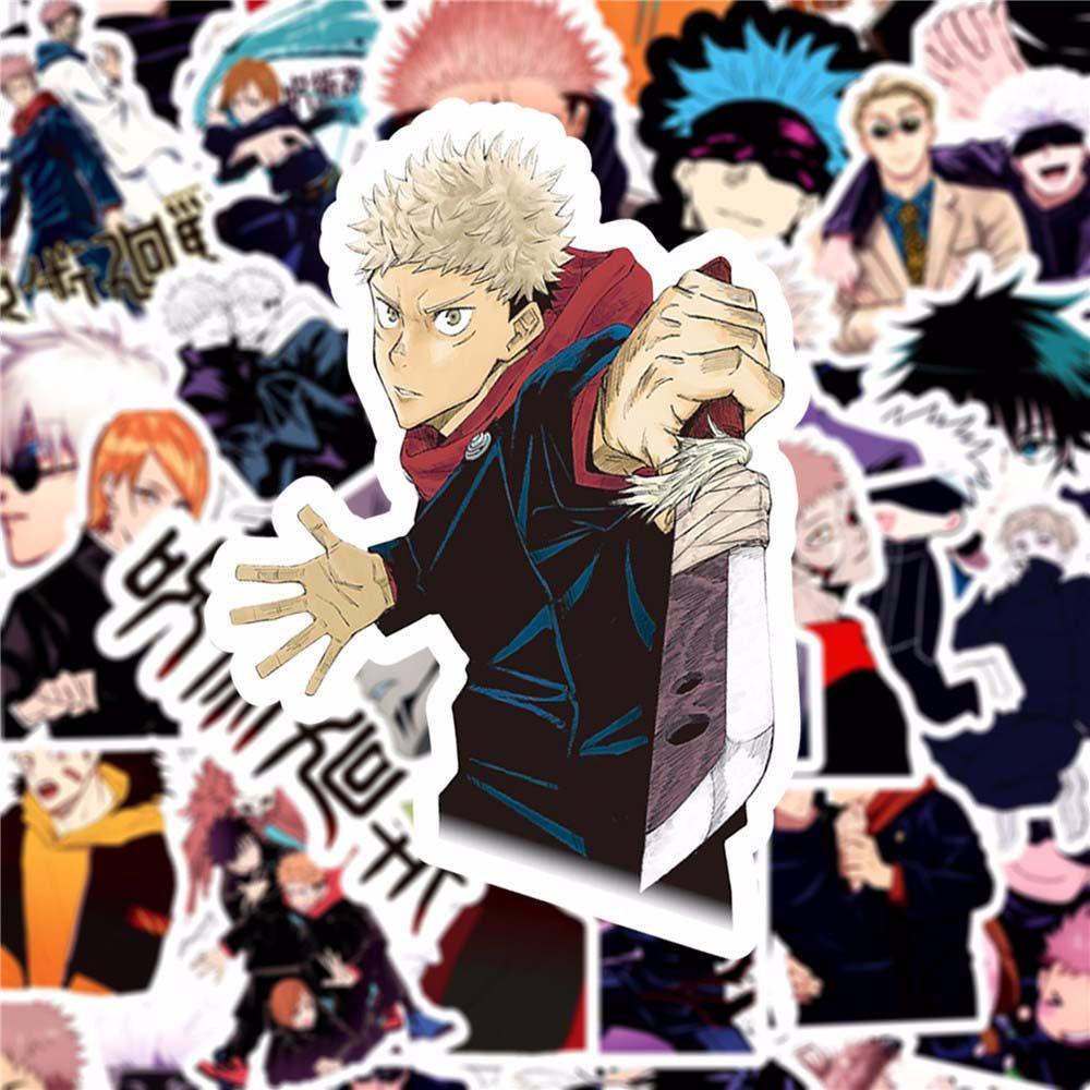 Lanfy Jujutsu Kaisen 50 Pcs Tahan Air Koper Gitar Scrapbooking Fushiguro Megumi Yuji Itadori Graffiti Stiker Alat Tulis Stiker Penggemar Koleksi Hadiah Anime Stiker