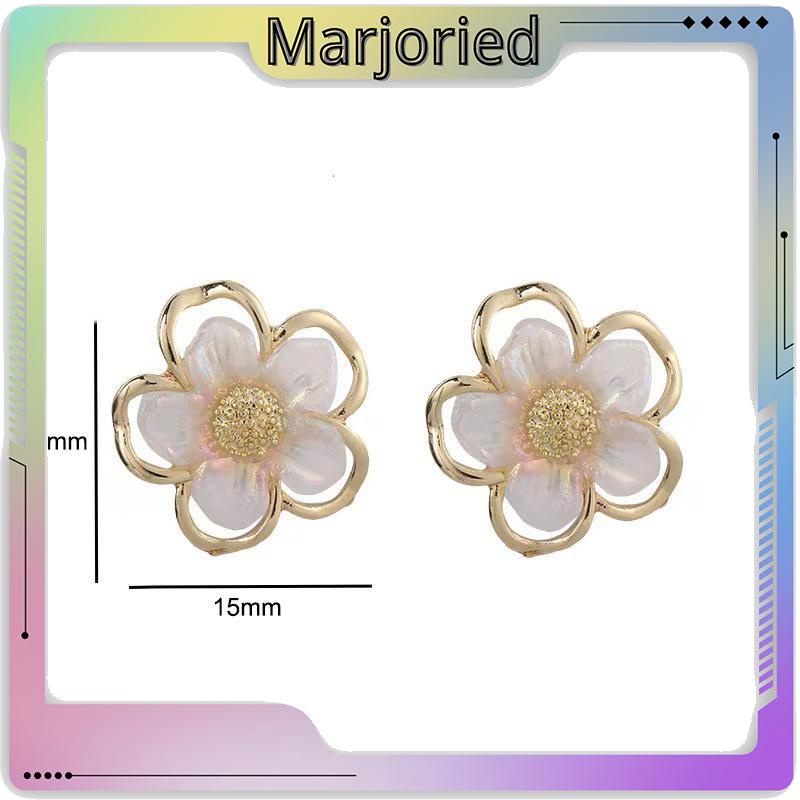 Simple Retro Super Fairy Double Layer Flower Earrings Wanita Anting Fashion Pribadi-MJD