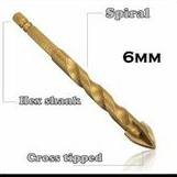 Mata Bor Tombak Cross Head 6mm/ Mata Bor Kaca Keramik Porselen Metal/ Mata Bor Multifungsi Cross