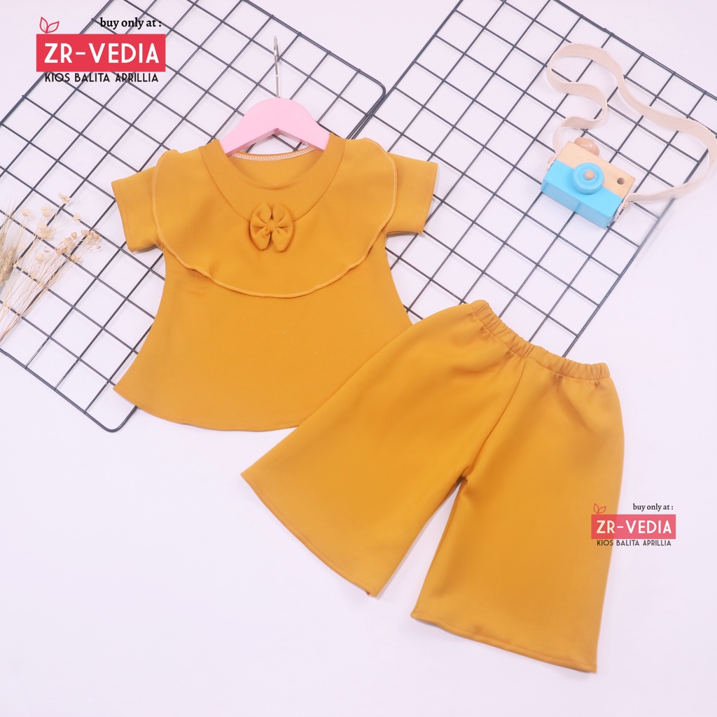 Set Kylie Anak POLOS uk 1-4 Tahun / 1 set Atasan Bawahan Kulot Anak Perempuan Baju Import