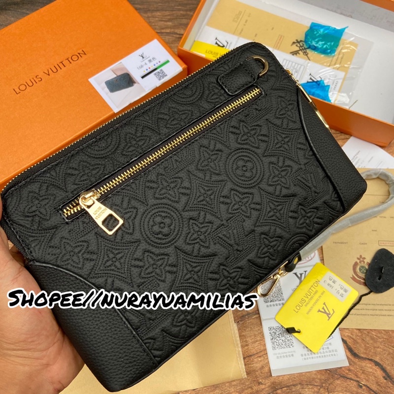 Clutch Lv dengan kode kunci. full kulit asli import handbag lv import clutch pria wanita branded