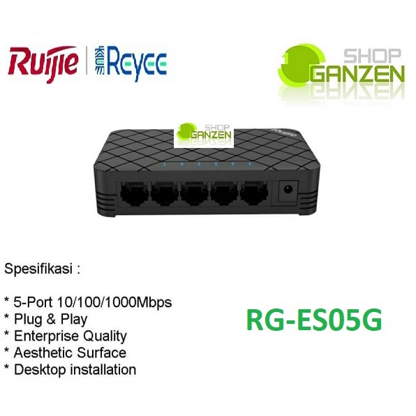 Ruijie Reyee RG-ES05G - Switch Unmanaged 5 Port 10/100/1000 Gigabit Plastic Case