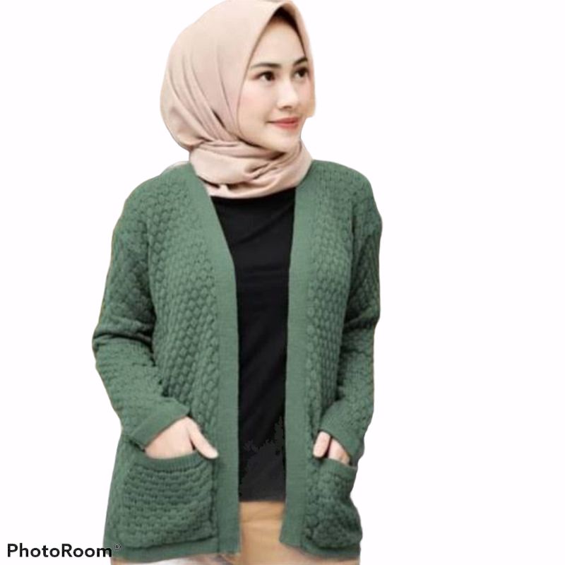 NANAS CARDY - CARDIGAN RAJUT POPCORN - ATASAN RAJUT WANITA - RAJUT PREMIUN TEBAL