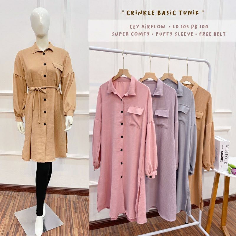 Tunik Basic Crinkle / Tunik Crinkel / Tunik Rayon Crinkle