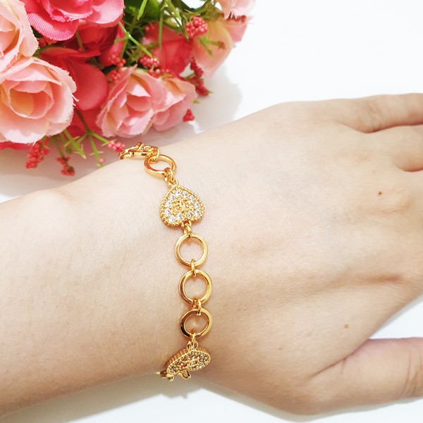 Gelang Tangan Xuping Gold Wanita Dewasa Motif Rantai Permata Cantik